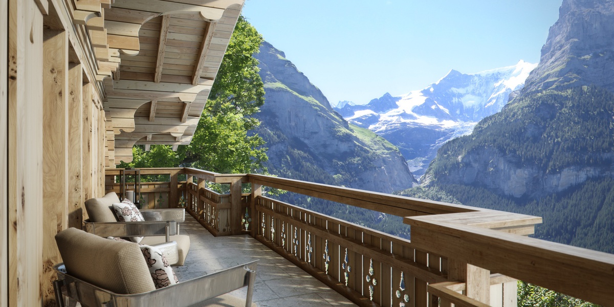 Bergwelt Visualisierung Aussicht Balkon